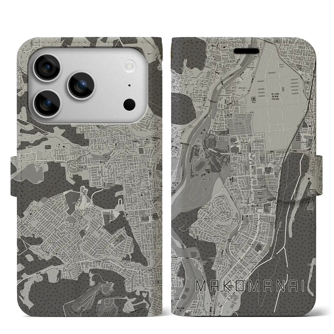 【真駒内(北海道)】地図柄iPhoneケース(手帳タイプ)