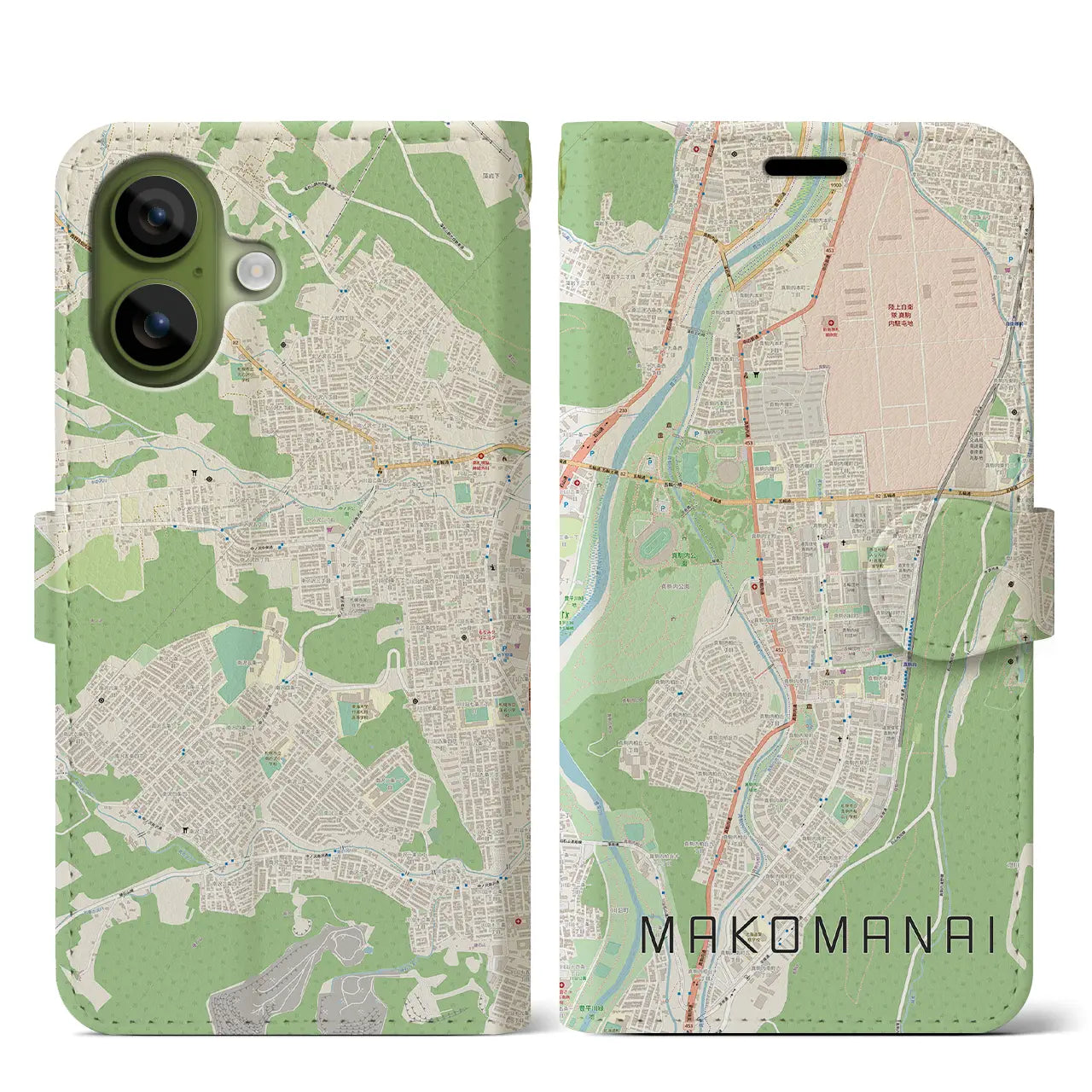 【真駒内(北海道)】地図柄iPhoneケース(手帳タイプ)