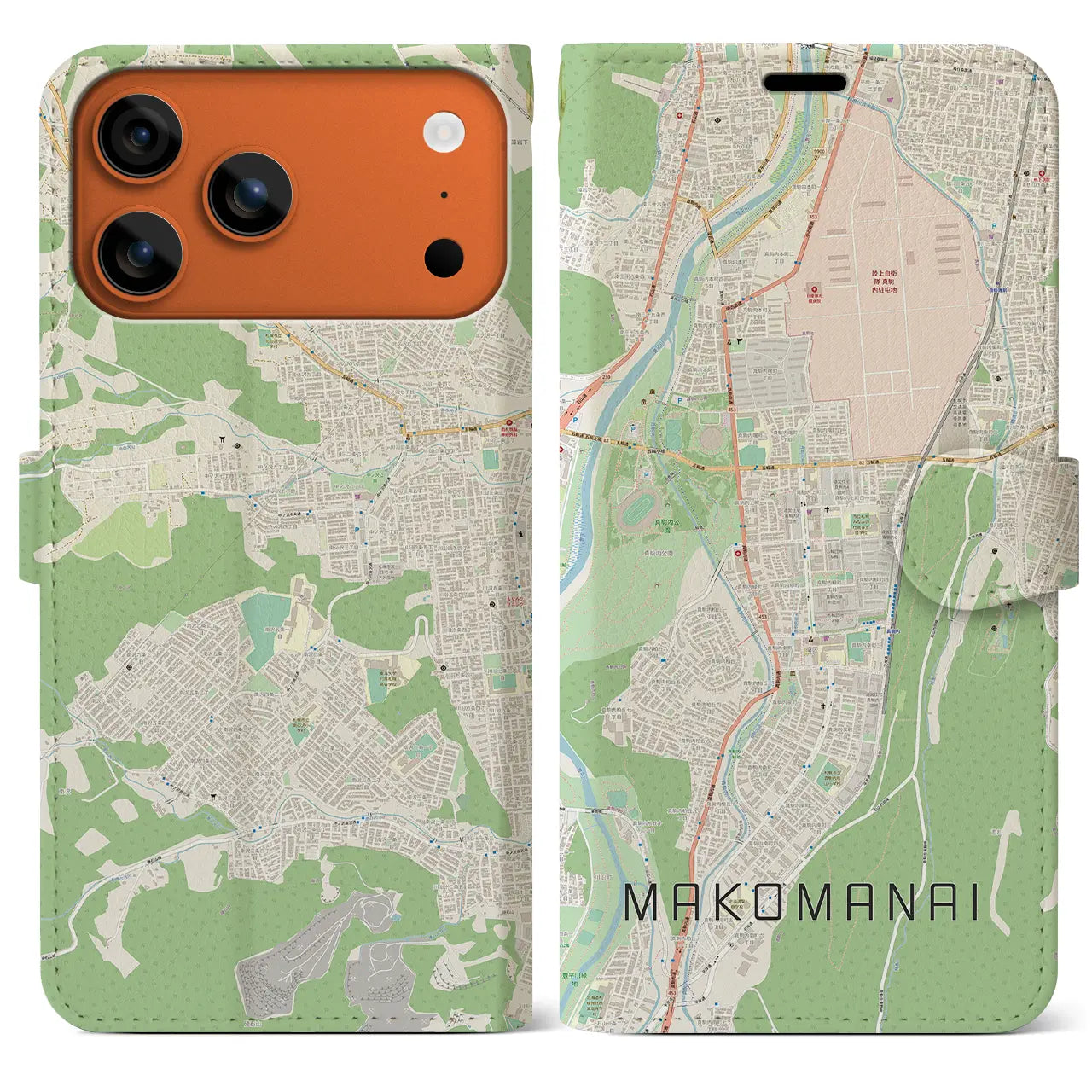 【真駒内(北海道)】地図柄iPhoneケース(手帳タイプ)