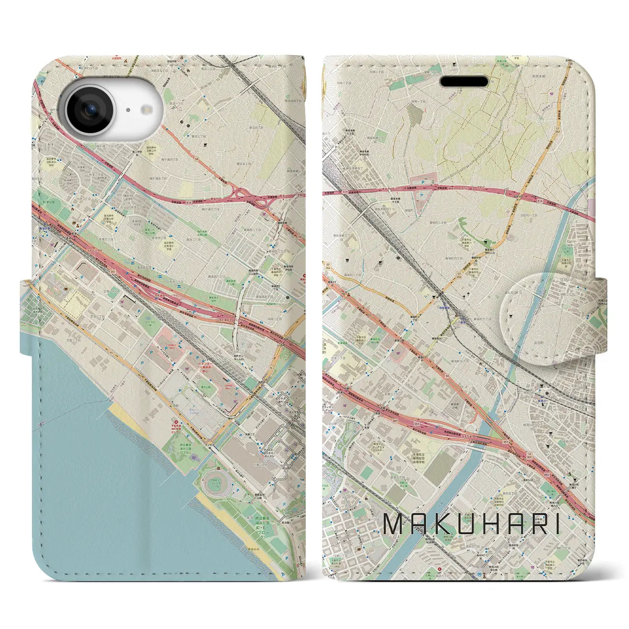 【幕張(千葉県)】地図柄iPhoneケース(手帳タイプ)