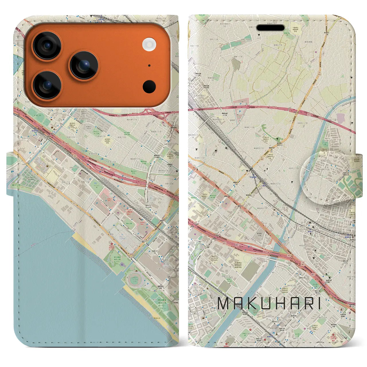 【幕張(千葉県)】地図柄iPhoneケース(手帳タイプ)