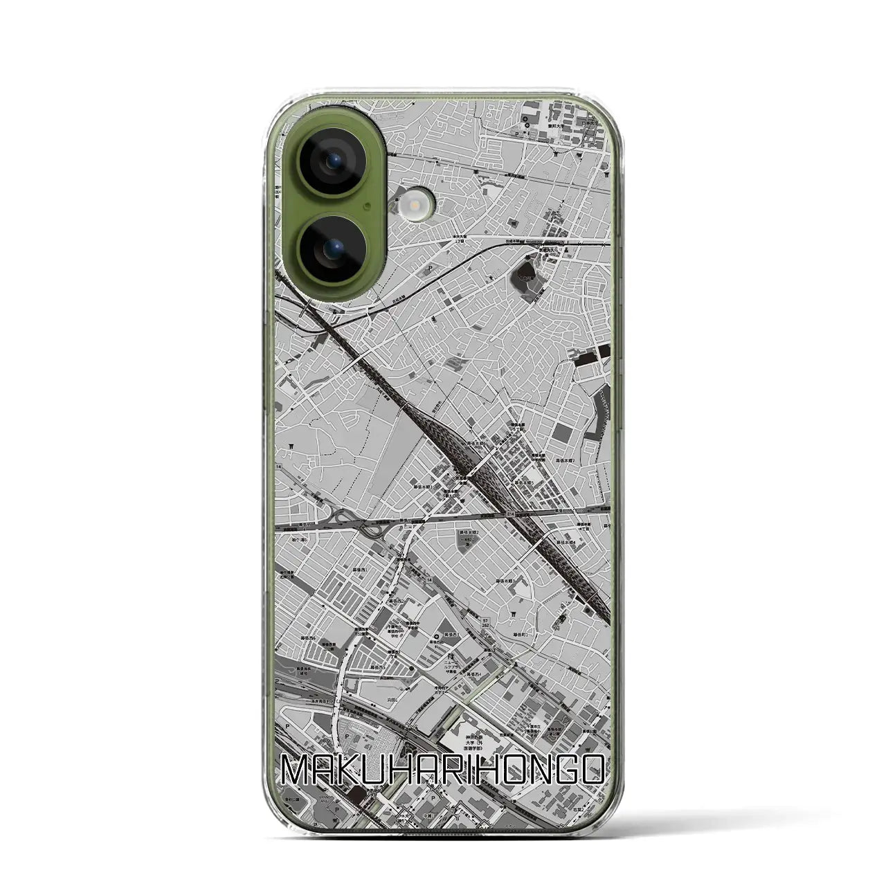 【幕張本郷(千葉県)】地図柄iPhoneケース(クリアタイプ)モノトーン・iPhone 17 Pro Max 用