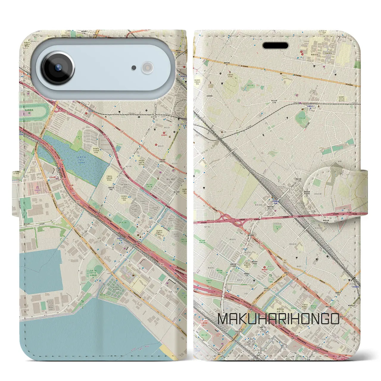 【幕張本郷(千葉県)】地図柄iPhoneケース(手帳タイプ)