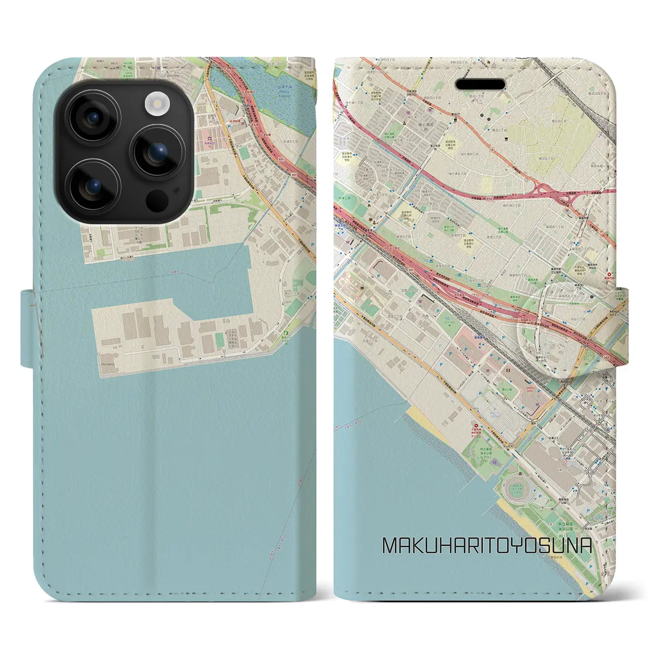 【幕張豊砂(千葉県)】地図柄iPhoneケース(手帳タイプ)ナチュラル・iPhone 16 用