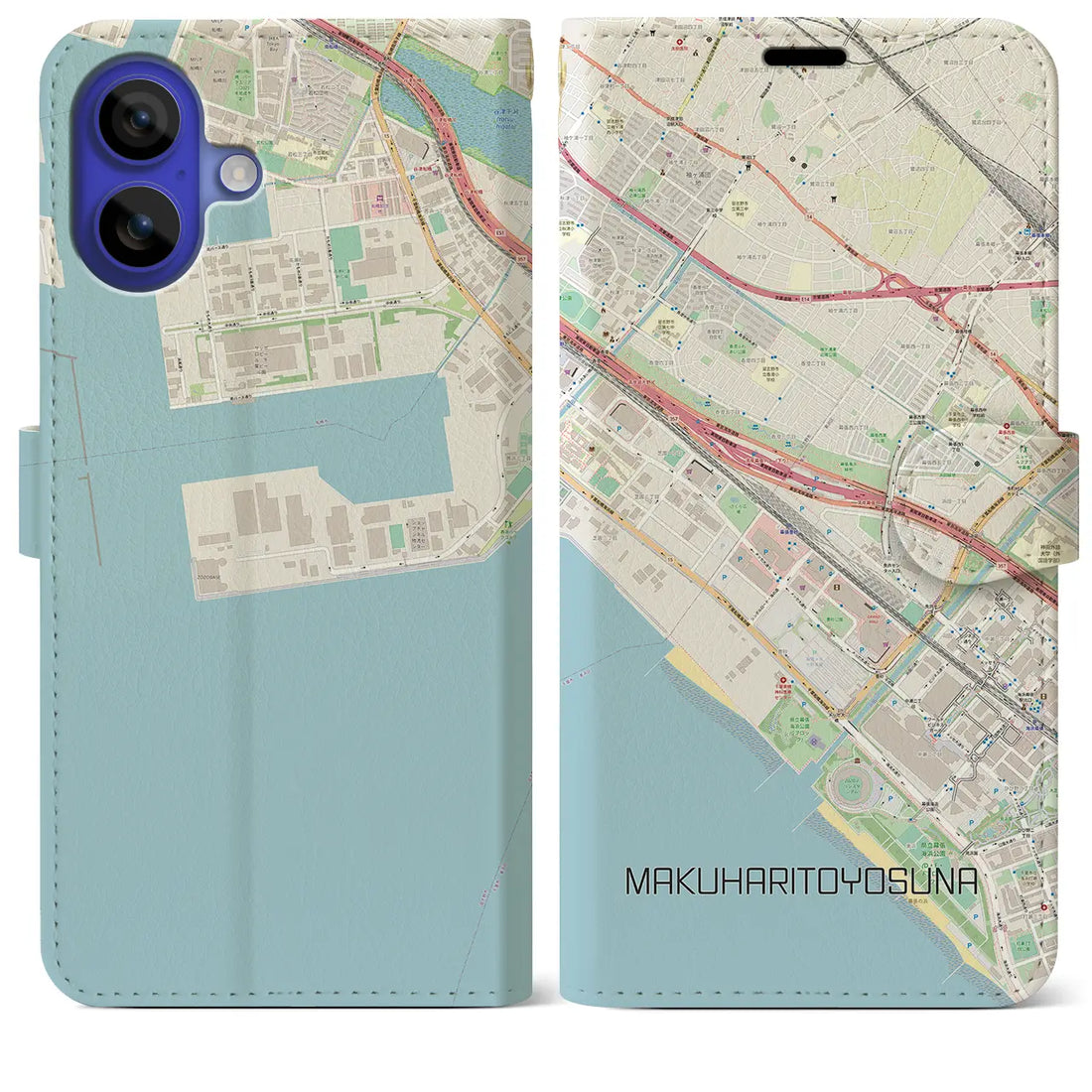 【幕張豊砂(千葉県)】地図柄iPhoneケース(手帳タイプ)ナチュラル・iPhone 16 Pro Max 用