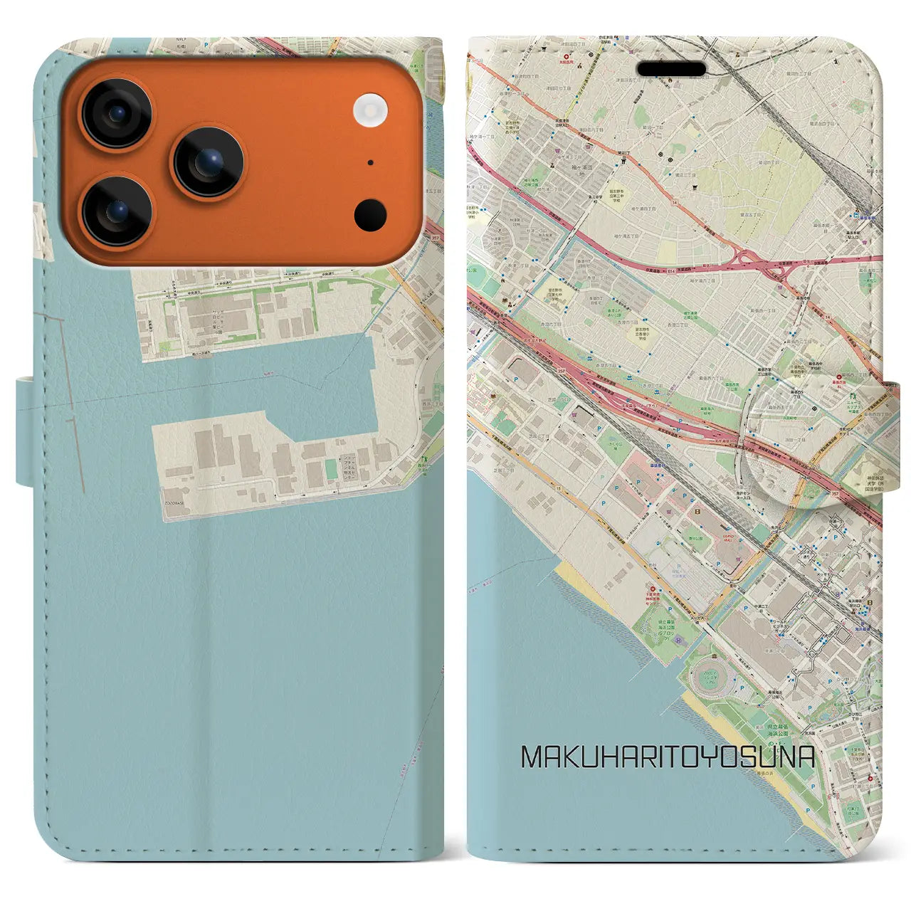 【幕張豊砂(千葉県)】地図柄iPhoneケース(手帳タイプ)モノトーン・iPhone 17 Pro Max 用
