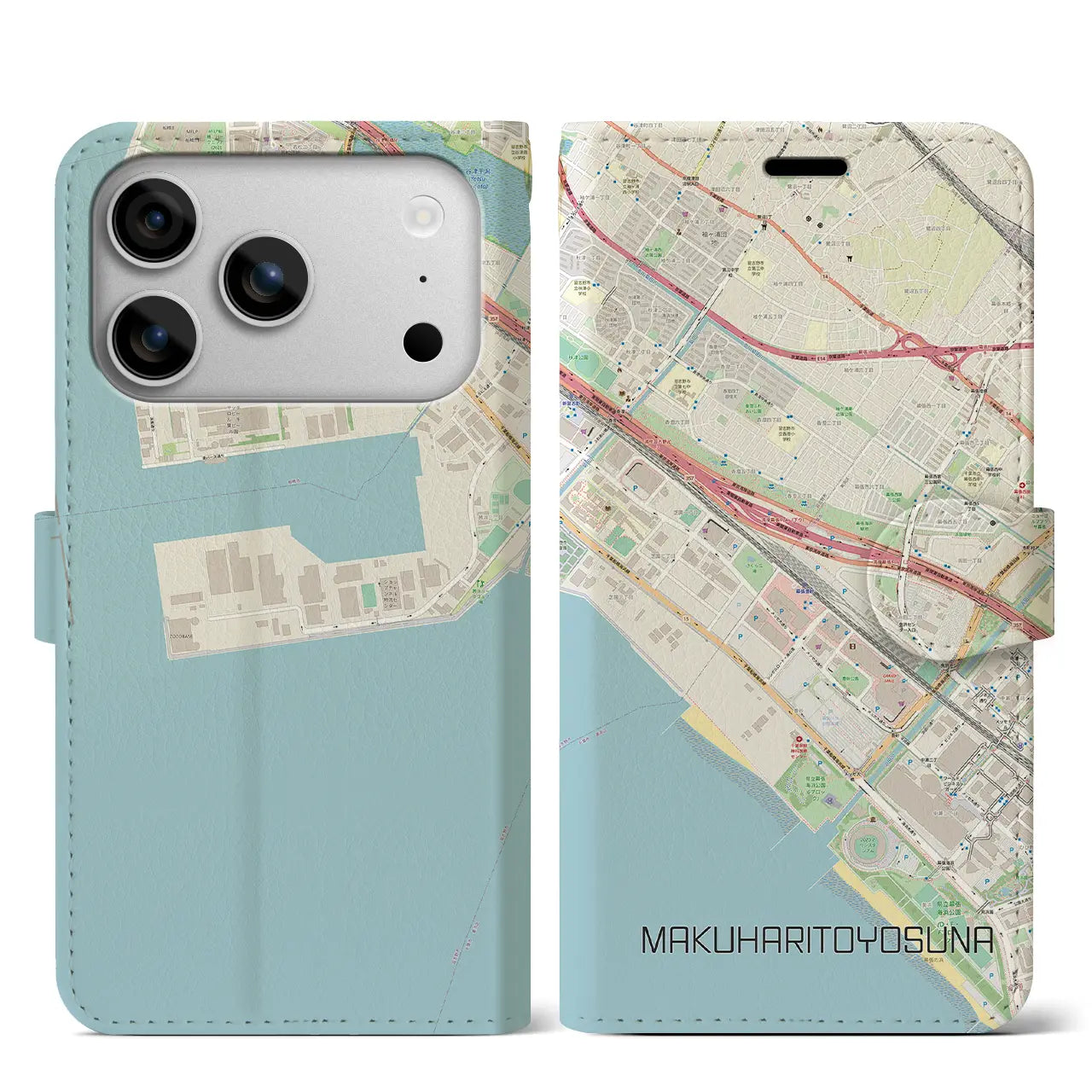 【幕張豊砂(千葉県)】地図柄iPhoneケース(手帳タイプ)ナチュラル・iPhone 17 Pro Max 用