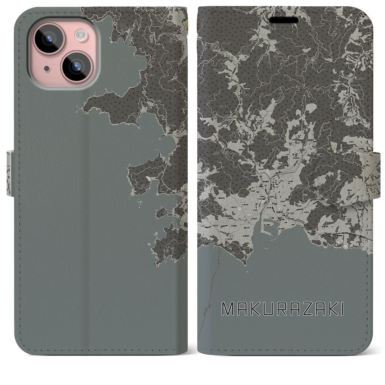 【枕崎(鹿児島県)】地図柄iPhoneケース(手帳タイプ)