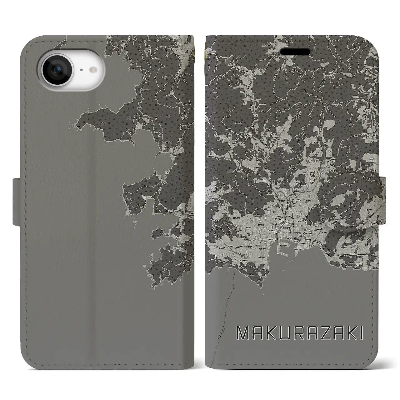 【枕崎(鹿児島県)】地図柄iPhoneケース(手帳タイプ)