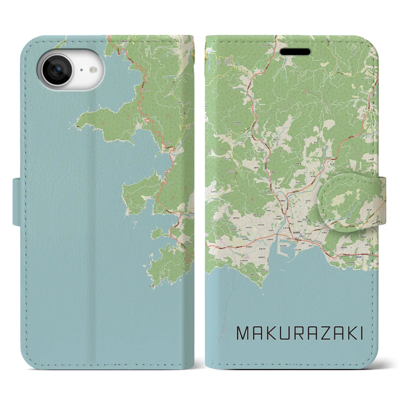 【枕崎(鹿児島県)】地図柄iPhoneケース(手帳タイプ)
