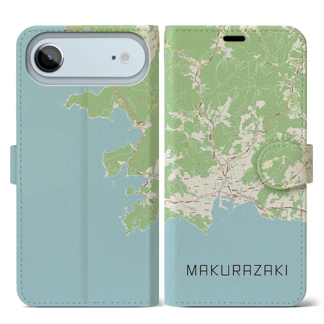【枕崎(鹿児島県)】地図柄iPhoneケース(手帳タイプ)ナチュラル・iPhone 17 Pro Max 用