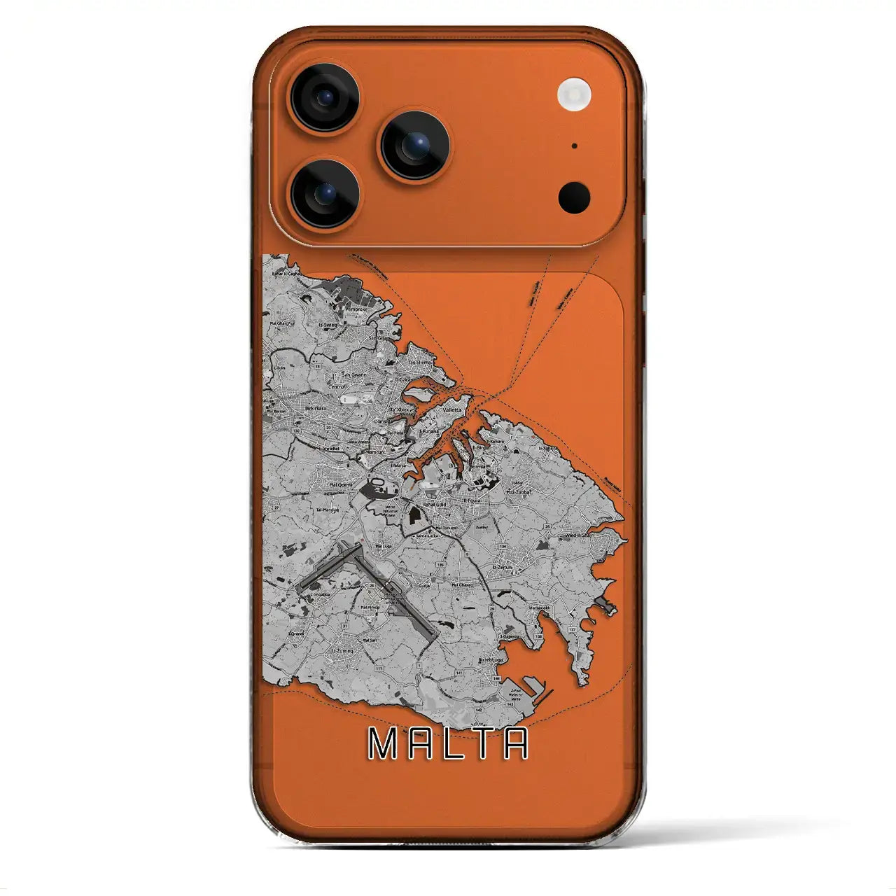 【マルタ】地図柄iPhoneケース(クリアタイプ)モノトーン・iPhone 17 Pro Max 用