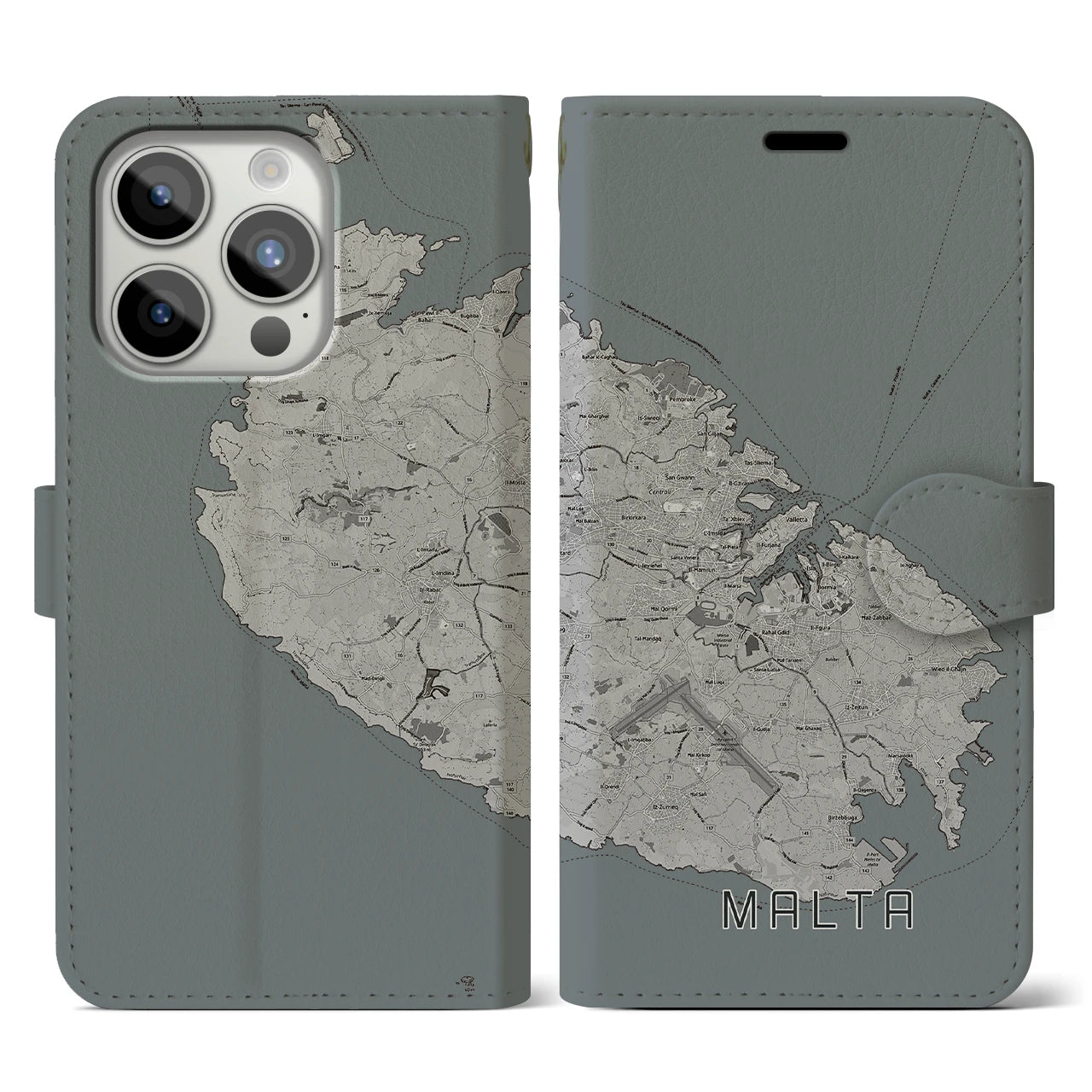 【マルタ】地図柄iPhoneケース(手帳タイプ)