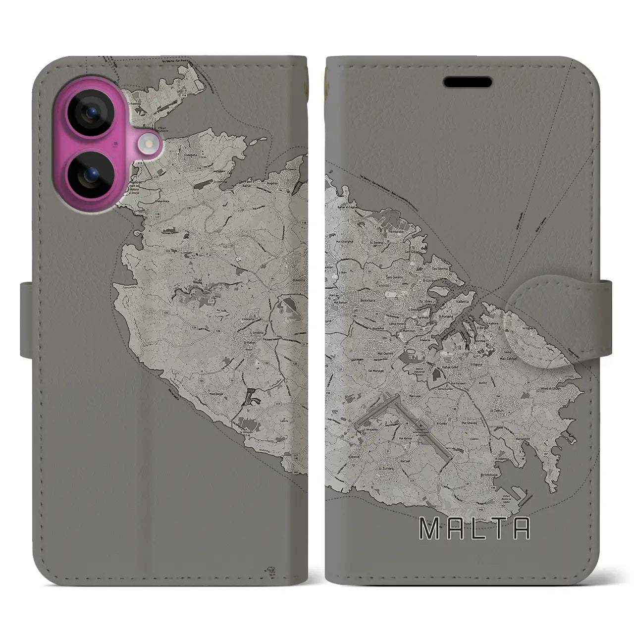 【マルタ】地図柄iPhoneケース(手帳タイプ)