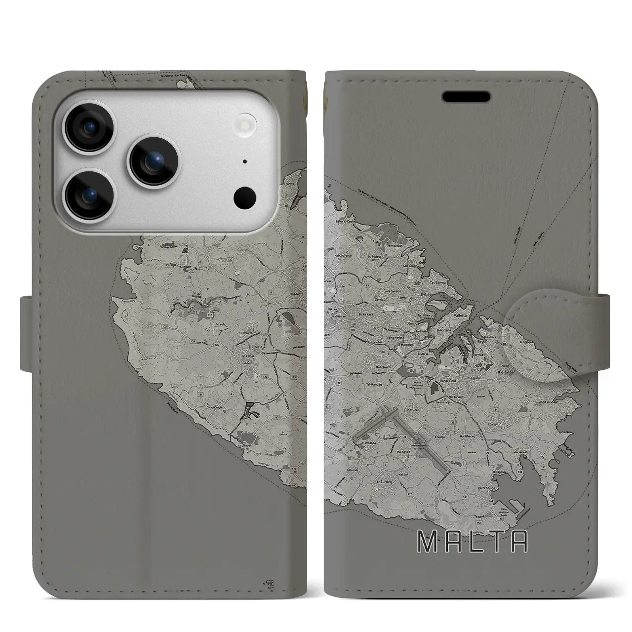 【マルタ】地図柄iPhoneケース(手帳タイプ)