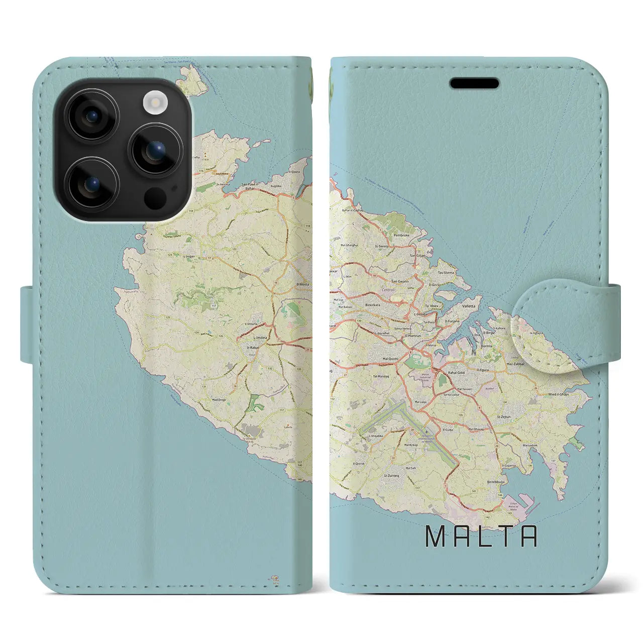【マルタ】地図柄iPhoneケース(手帳タイプ)ナチュラル・iPhone 16 用
