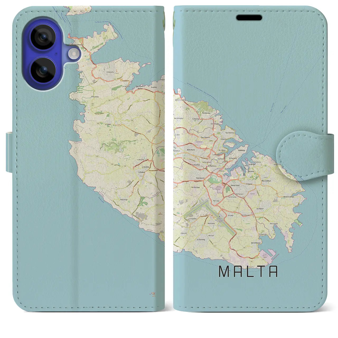 【マルタ】地図柄iPhoneケース(手帳タイプ)ナチュラル・iPhone 16 Pro Max 用