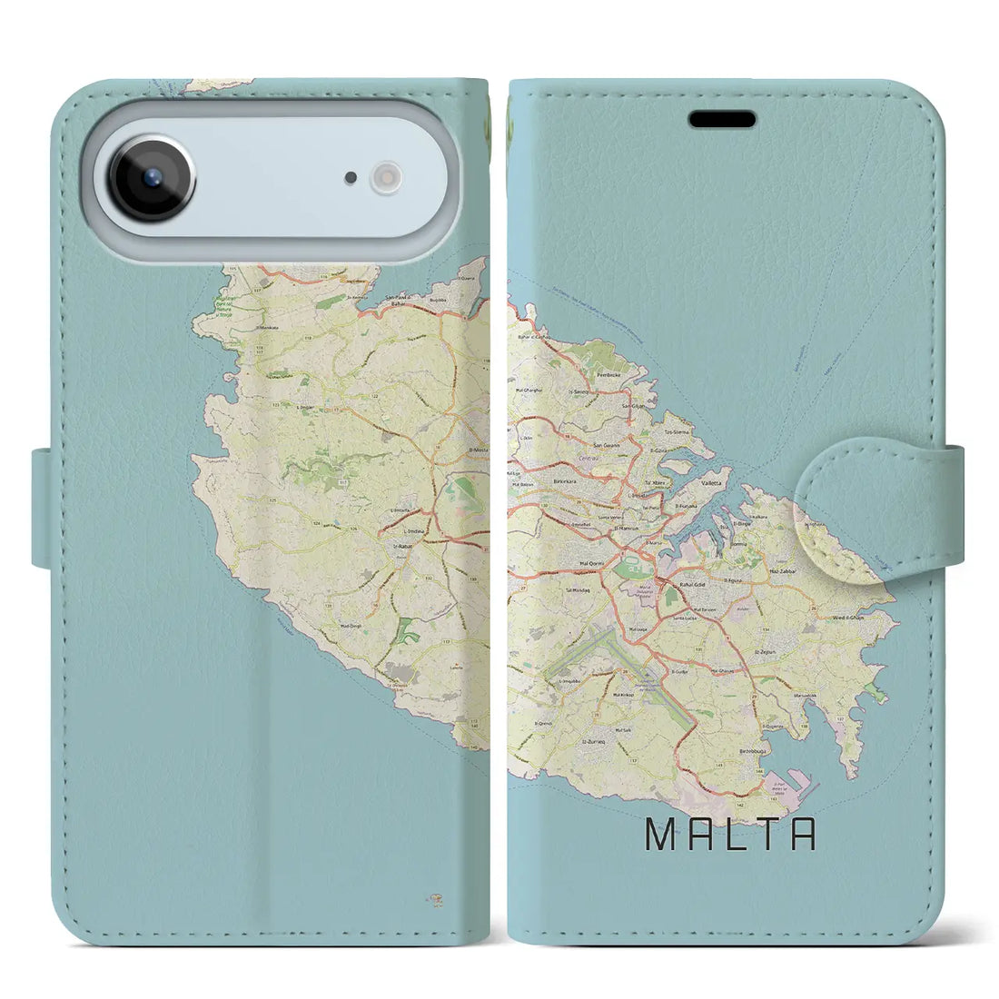 【マルタ】地図柄iPhoneケース(手帳タイプ)ナチュラル・iPhone 17 Pro Max 用