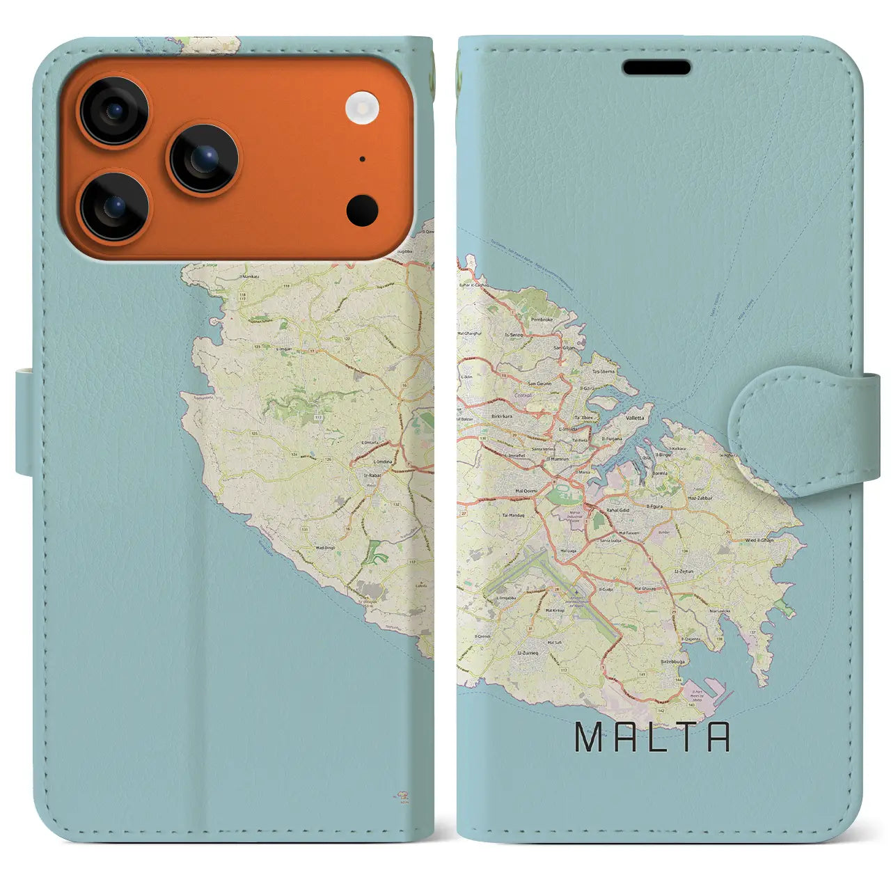 【マルタ】地図柄iPhoneケース(手帳タイプ)