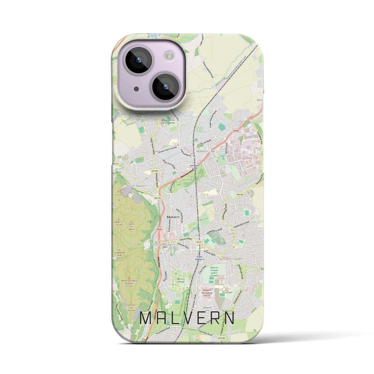【マルバーン(イギリス)】地図柄iPhoneケース(バックカバータイプ)