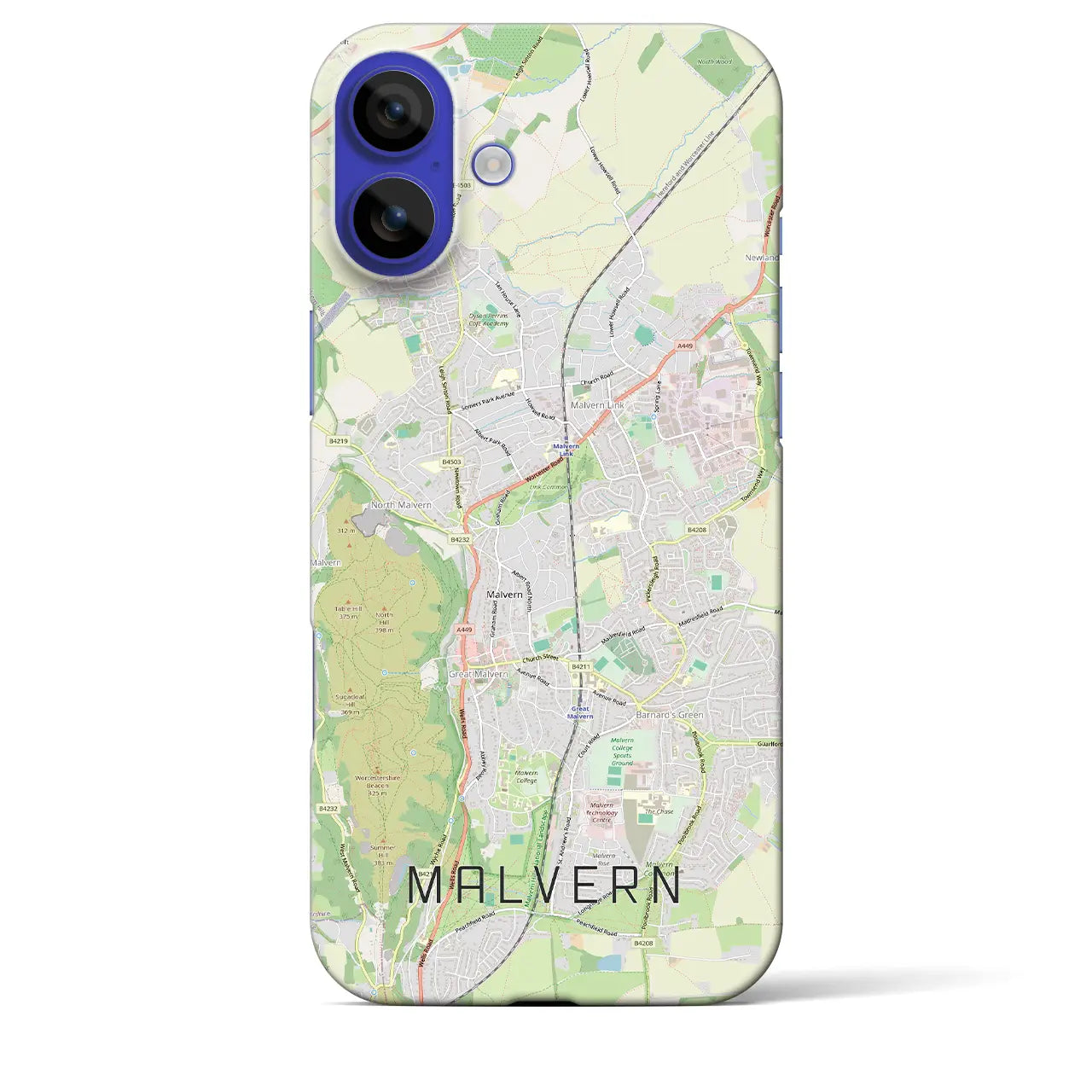 【マルバーン(イギリス)】地図柄iPhoneケース(バックカバータイプ)ブラック・iPhone 16 Pro Max 用