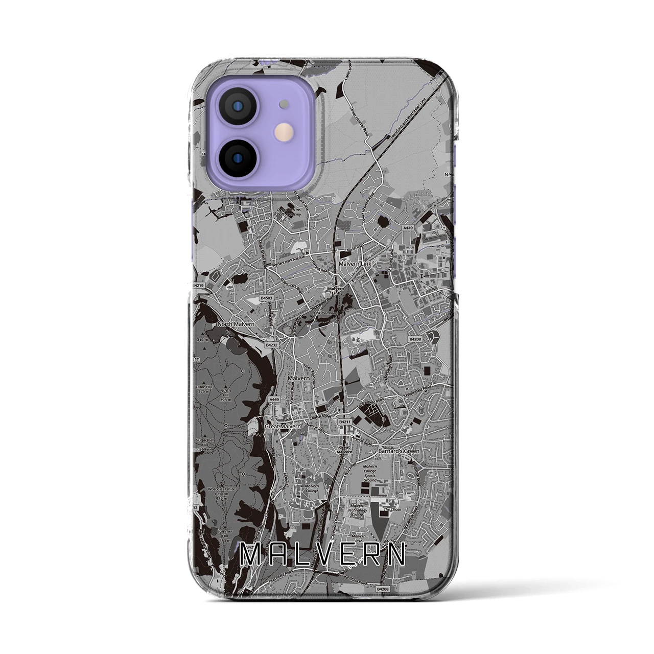 【マルバーン(イギリス)】地図柄iPhoneケース(クリアタイプ)