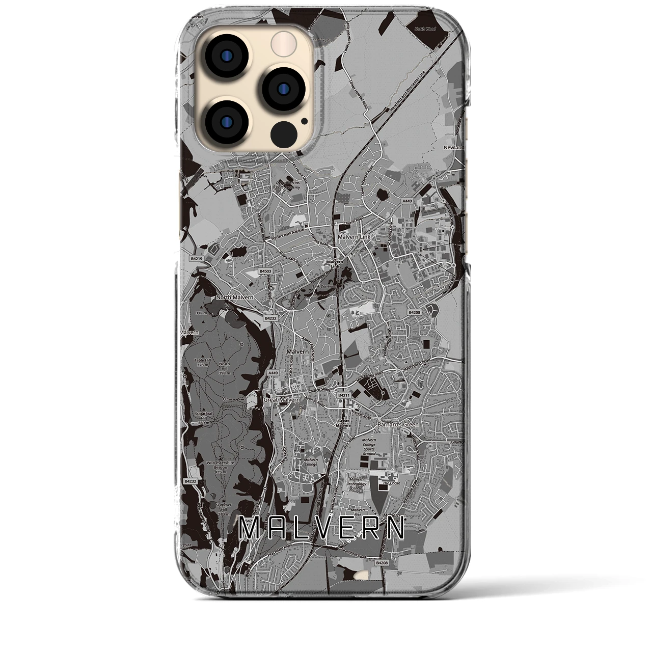 【マルバーン(イギリス)】地図柄iPhoneケース(クリアタイプ)