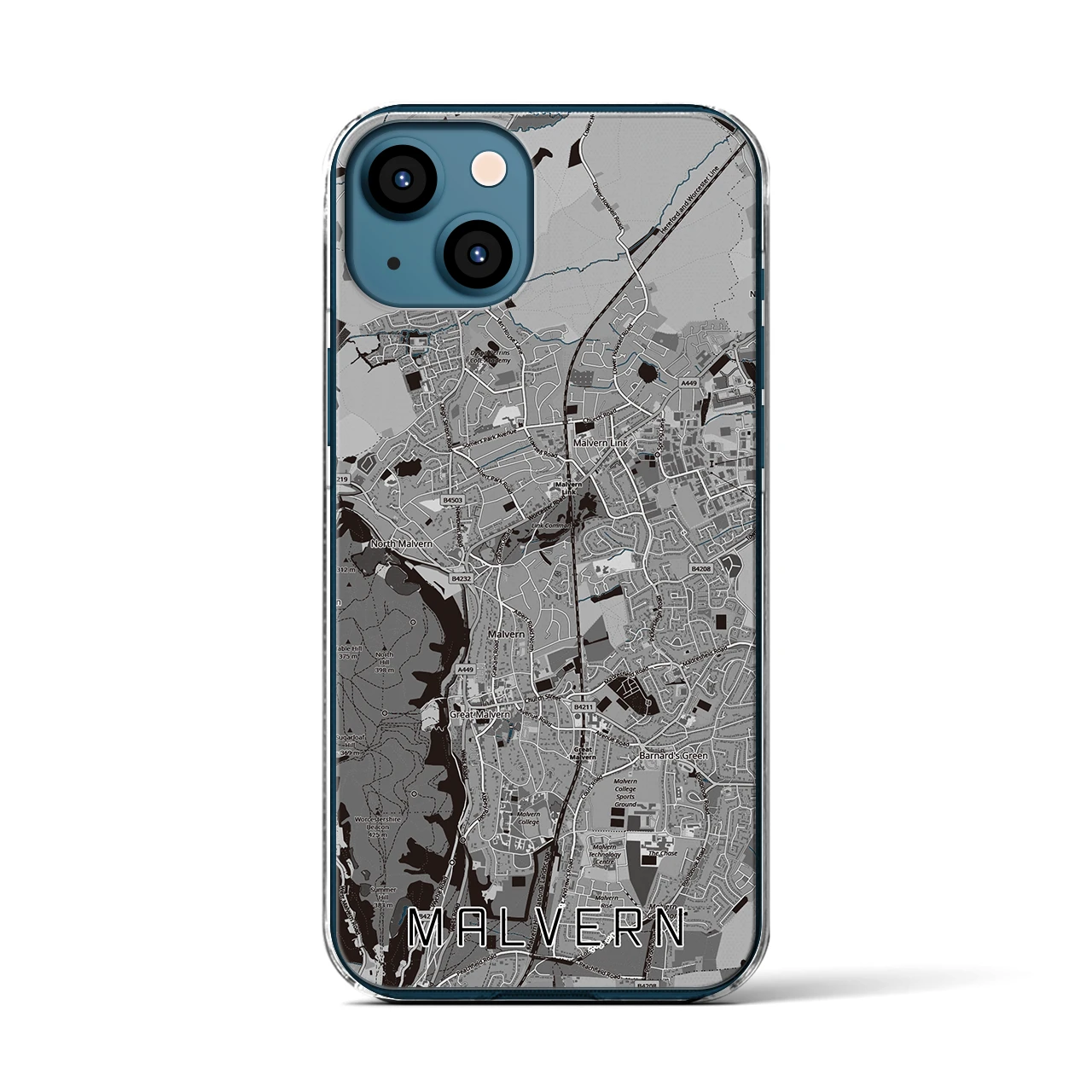 【マルバーン(イギリス)】地図柄iPhoneケース(クリアタイプ)