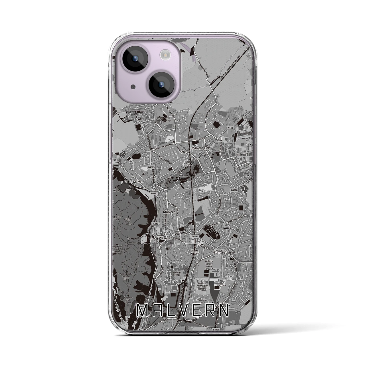 【マルバーン(イギリス)】地図柄iPhoneケース(クリアタイプ)