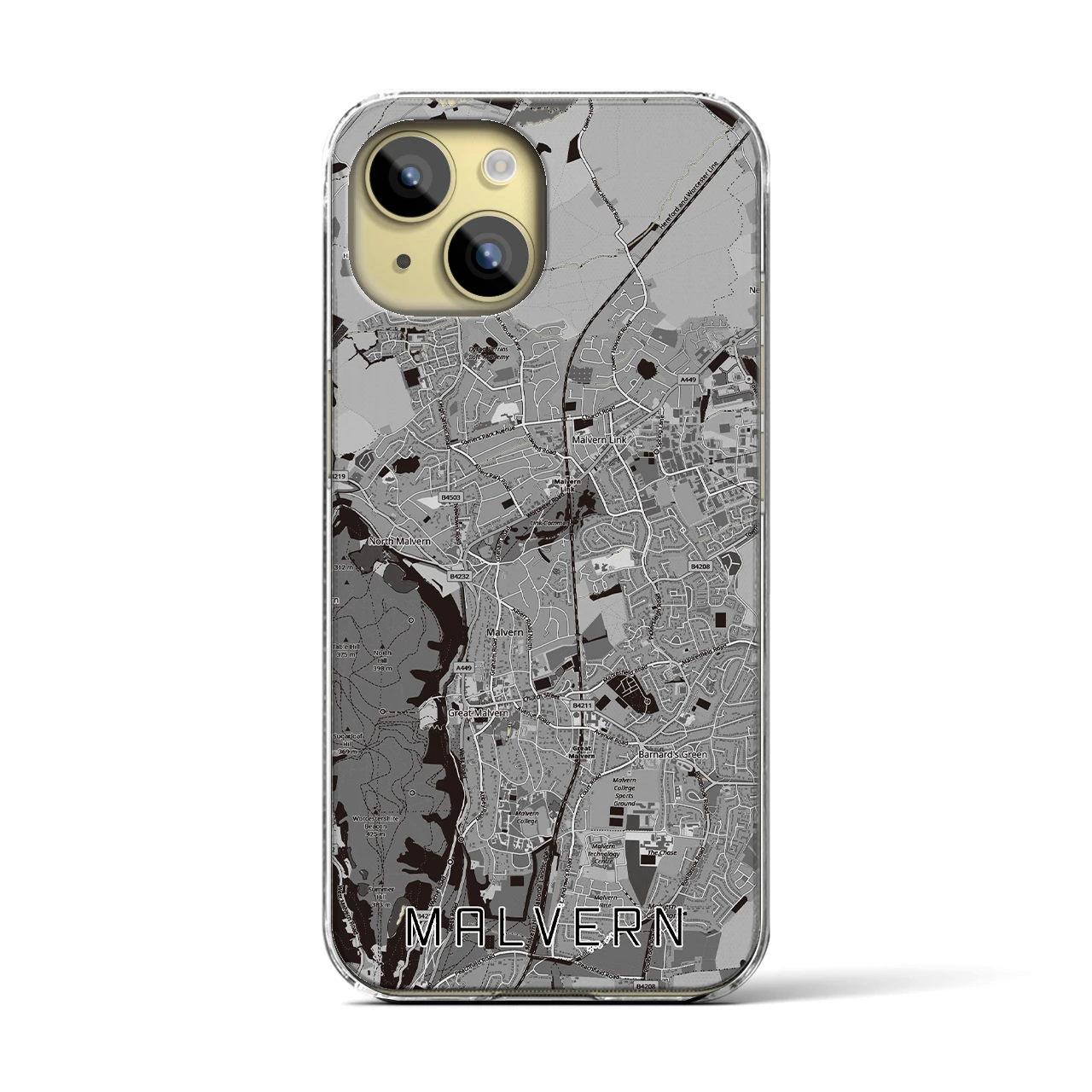 【マルバーン(イギリス)】地図柄iPhoneケース(クリアタイプ)