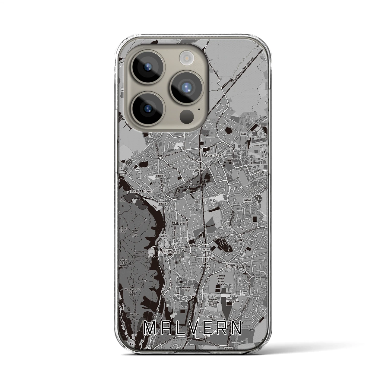 【マルバーン(イギリス)】地図柄iPhoneケース(クリアタイプ)