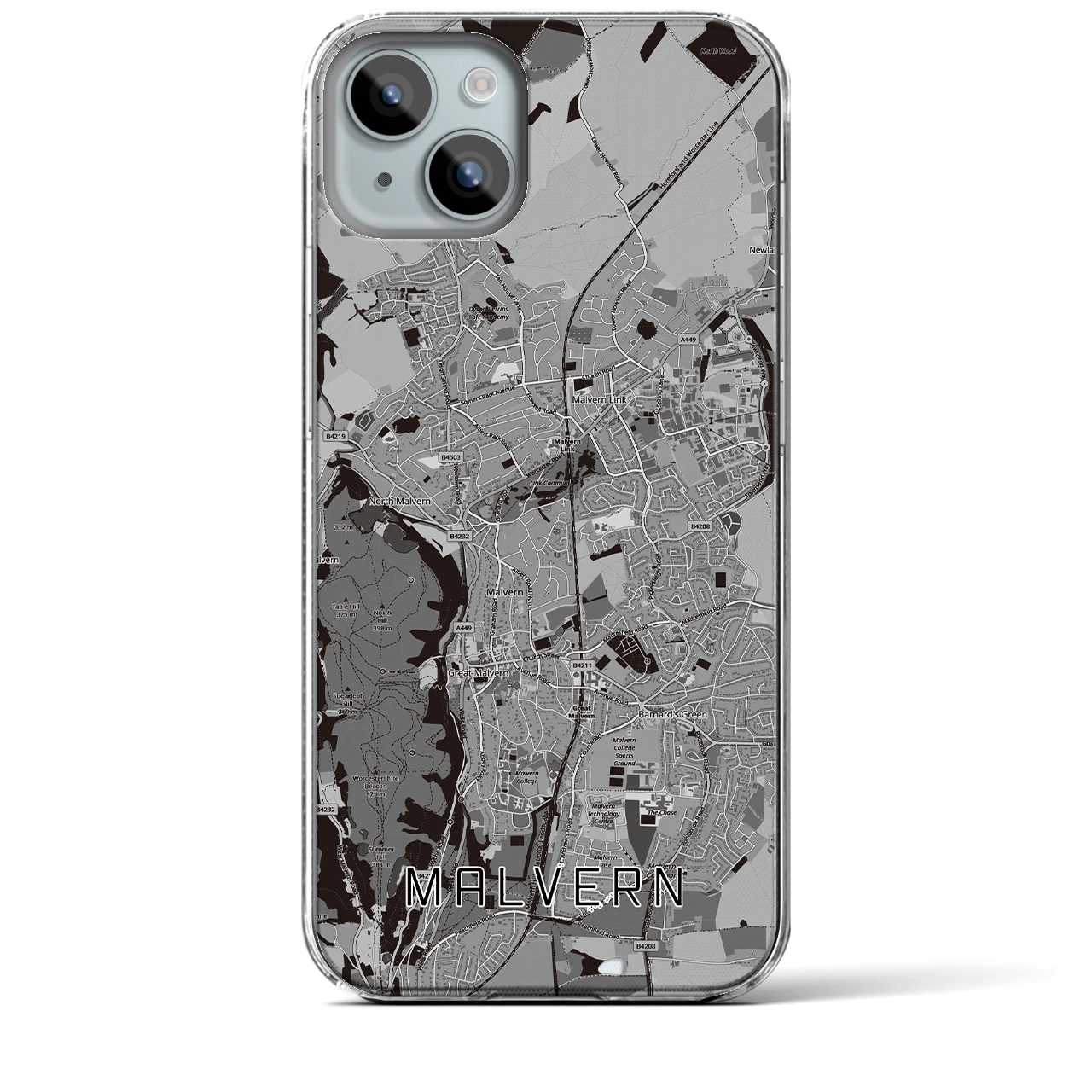 【マルバーン(イギリス)】地図柄iPhoneケース(クリアタイプ)