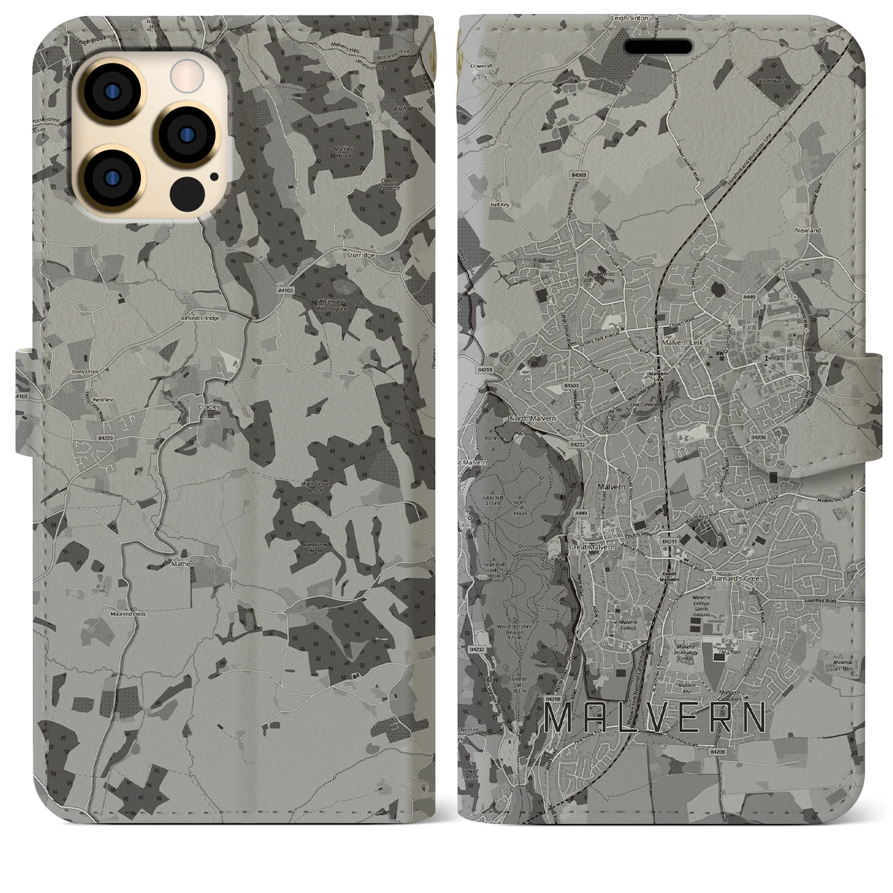 【マルバーン(イギリス)】地図柄iPhoneケース(手帳タイプ)