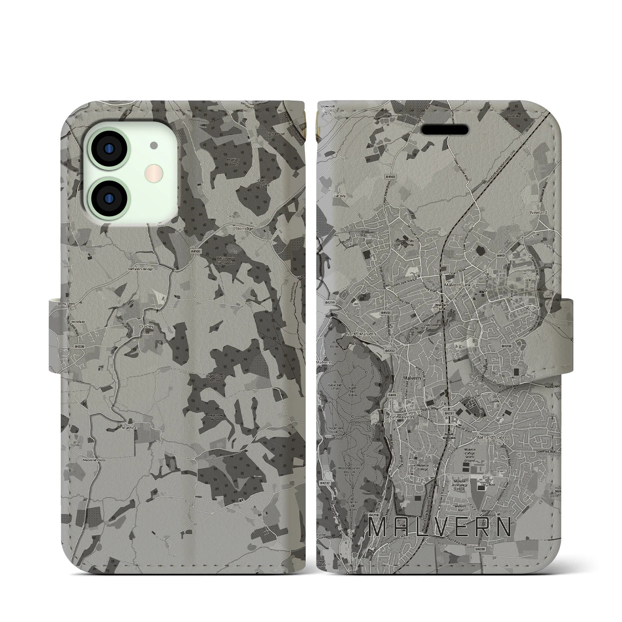 【マルバーン(イギリス)】地図柄iPhoneケース(手帳タイプ)