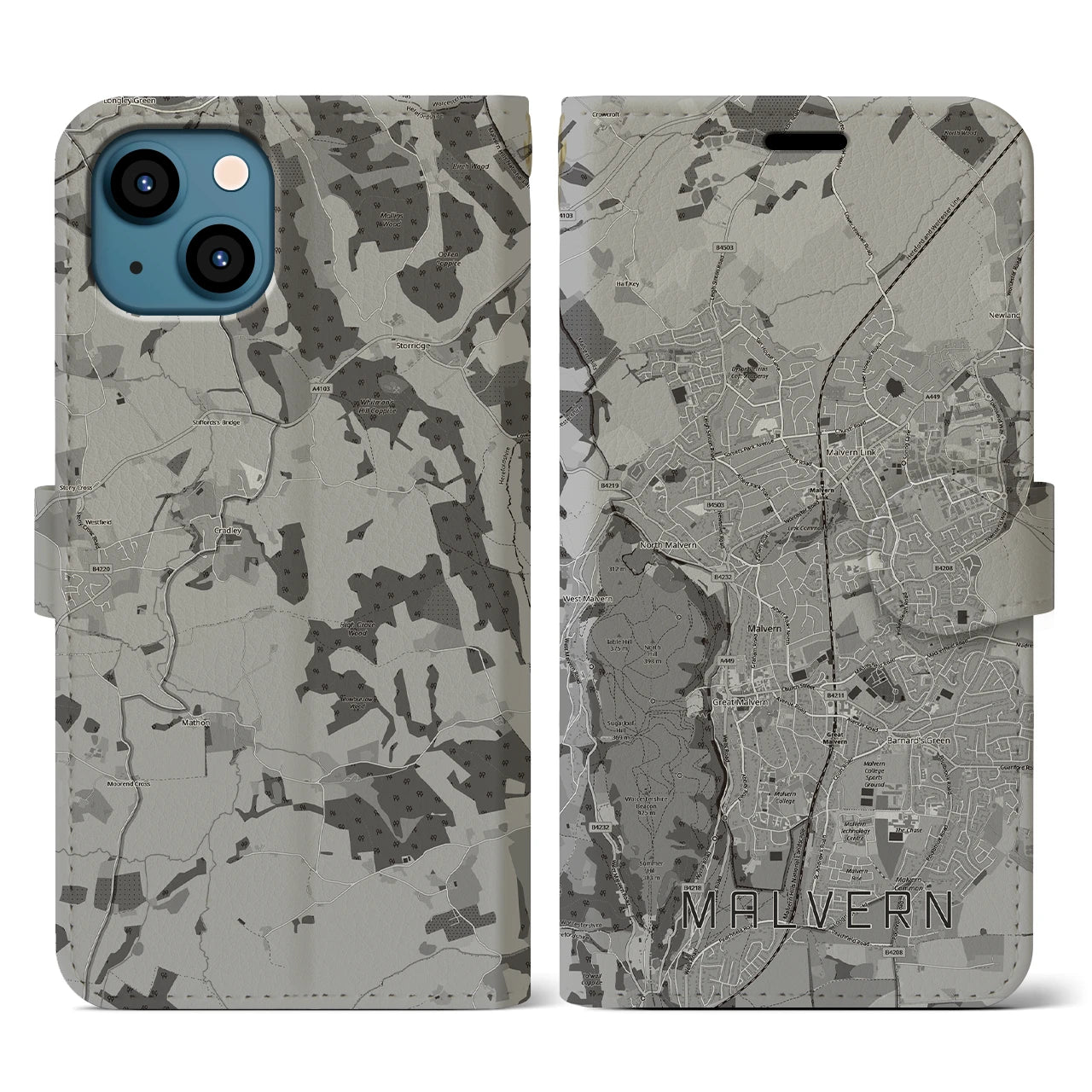 【マルバーン(イギリス)】地図柄iPhoneケース(手帳タイプ)