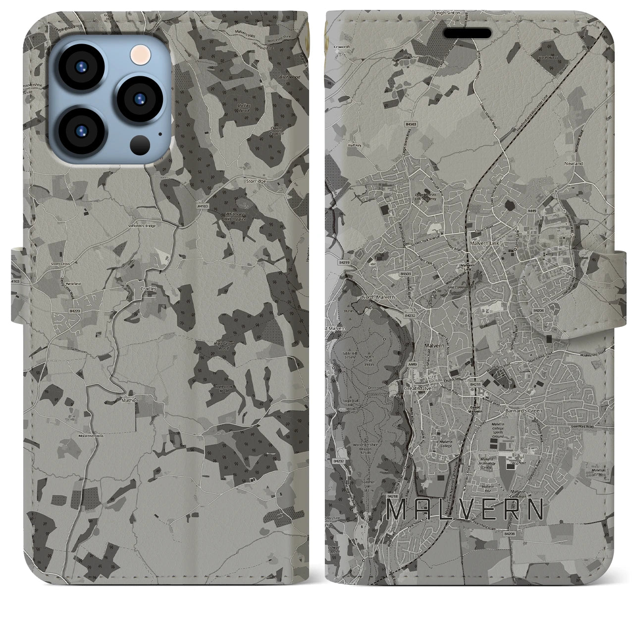 【マルバーン(イギリス)】地図柄iPhoneケース(手帳タイプ)