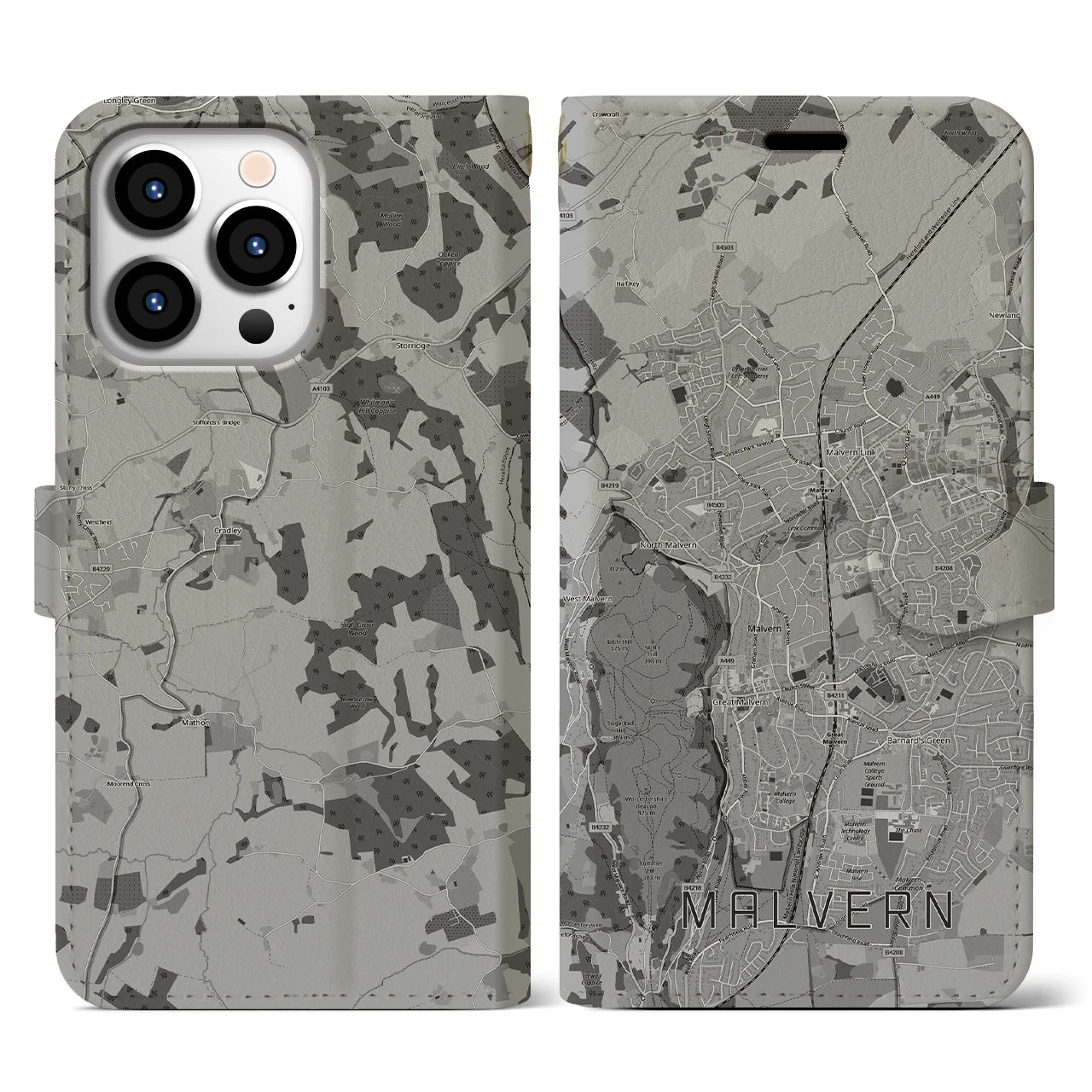 【マルバーン(イギリス)】地図柄iPhoneケース(手帳タイプ)