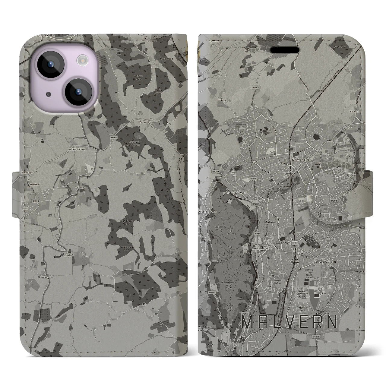 【マルバーン(イギリス)】地図柄iPhoneケース(手帳タイプ)