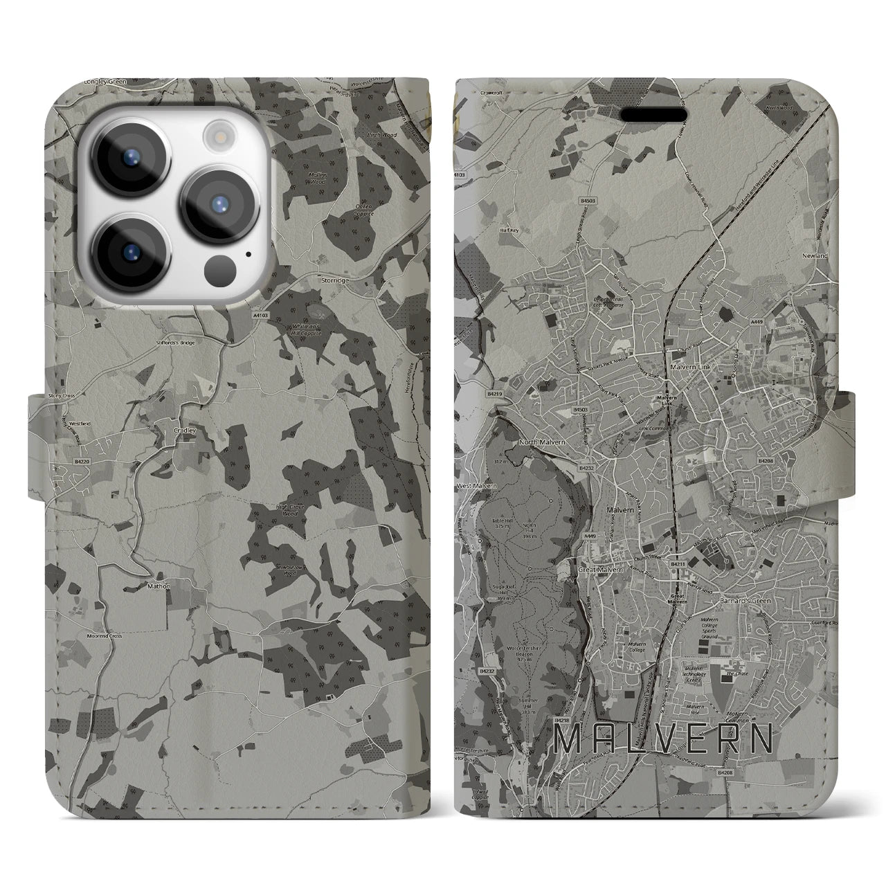 【マルバーン(イギリス)】地図柄iPhoneケース(手帳タイプ)