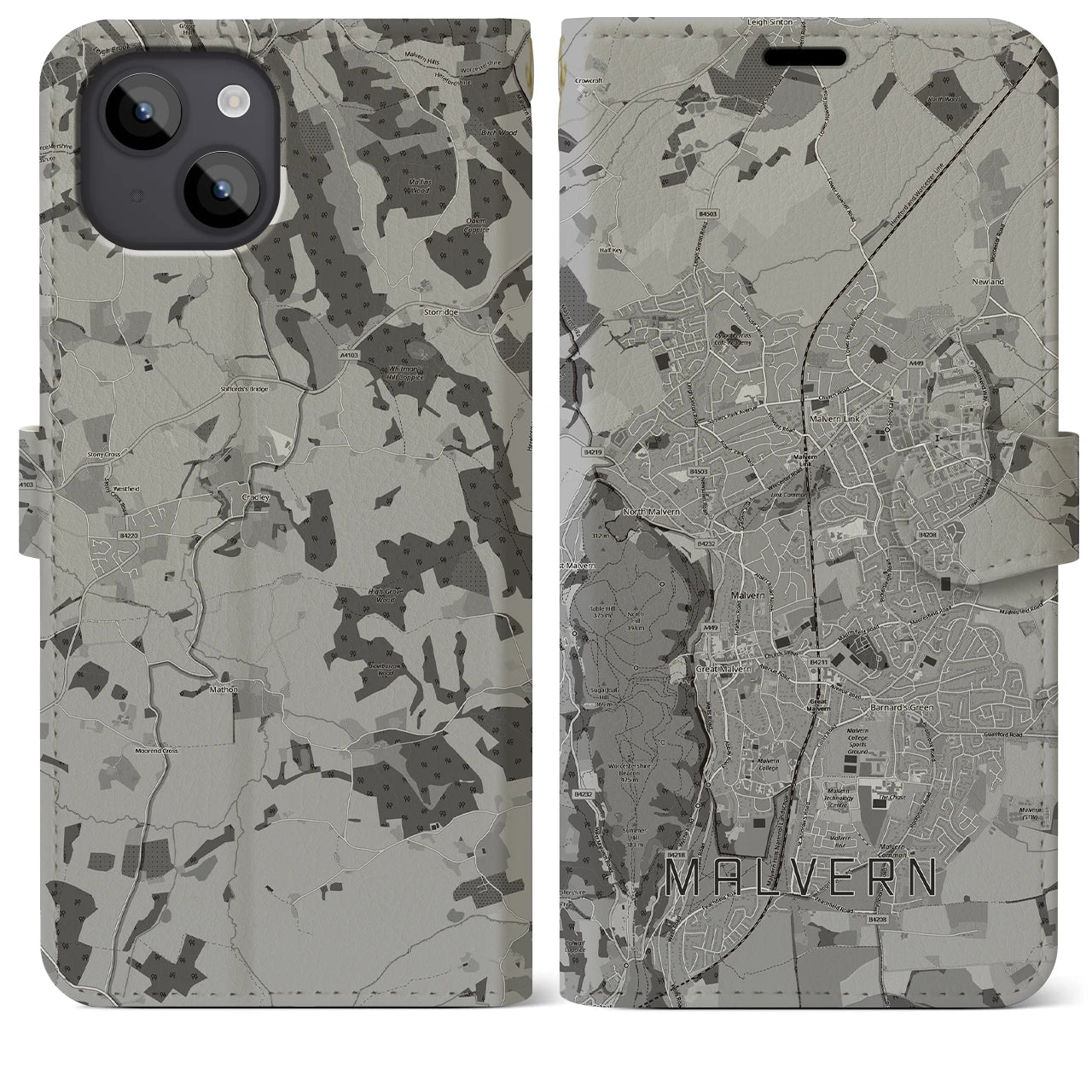 【マルバーン(イギリス)】地図柄iPhoneケース(手帳タイプ)