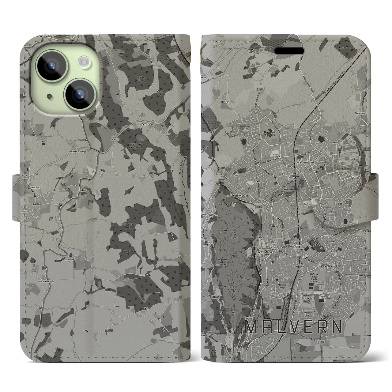 【マルバーン(イギリス)】地図柄iPhoneケース(手帳タイプ)