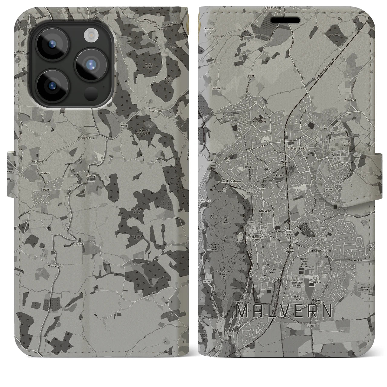 【マルバーン(イギリス)】地図柄iPhoneケース(手帳タイプ)