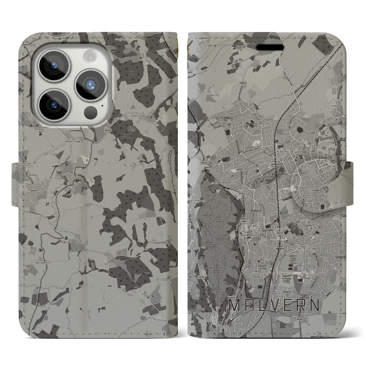 【マルバーン(イギリス)】地図柄iPhoneケース(手帳タイプ)