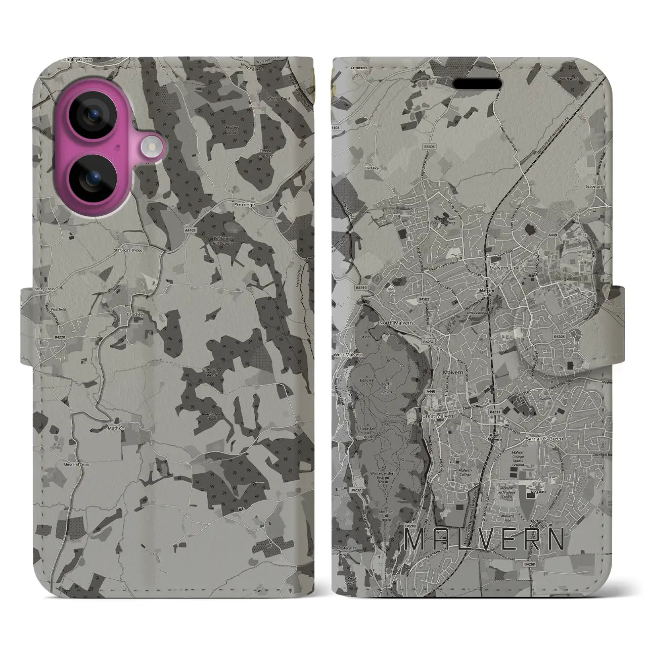 【マルバーン(イギリス)】地図柄iPhoneケース(手帳タイプ)