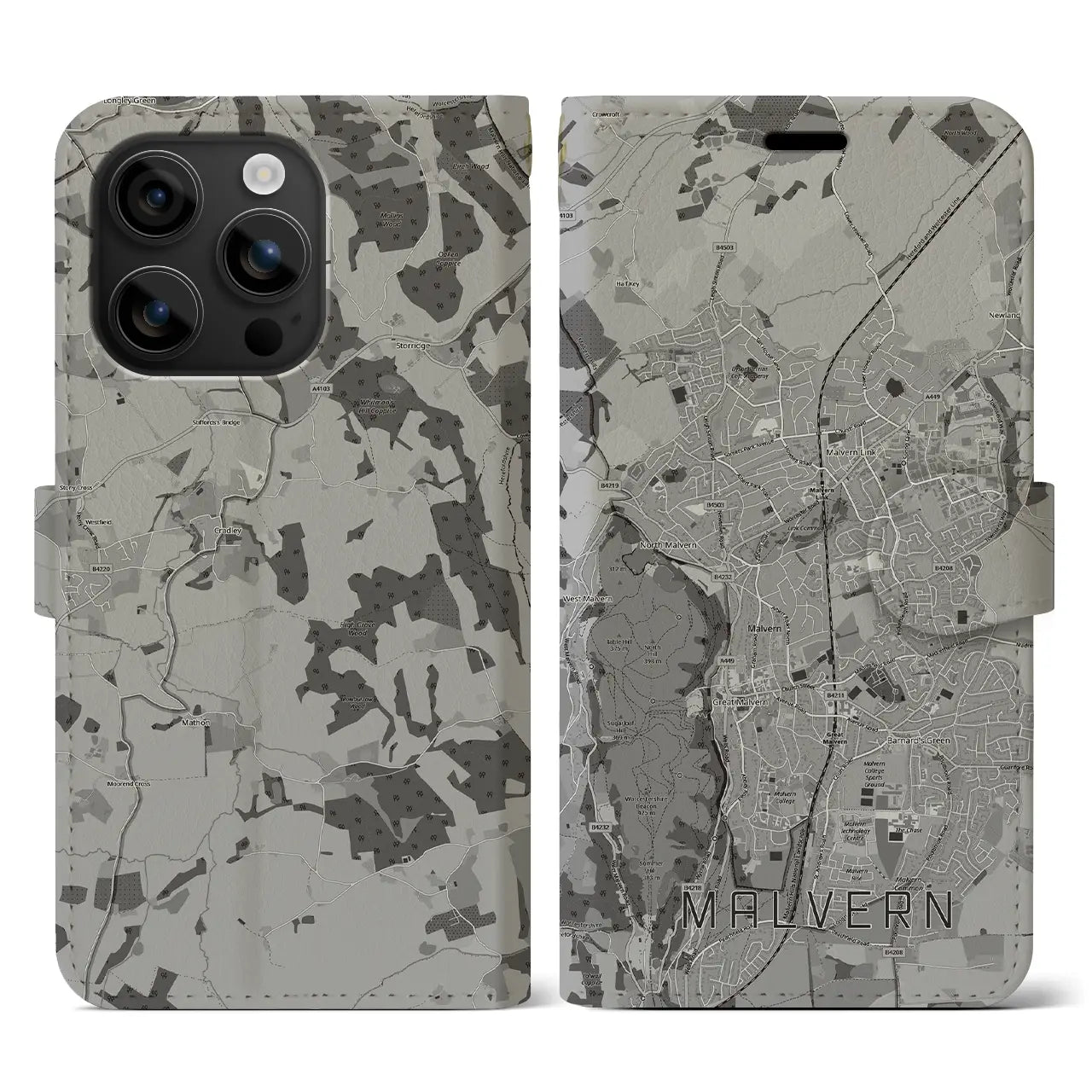 【マルバーン(イギリス)】地図柄iPhoneケース(手帳タイプ)