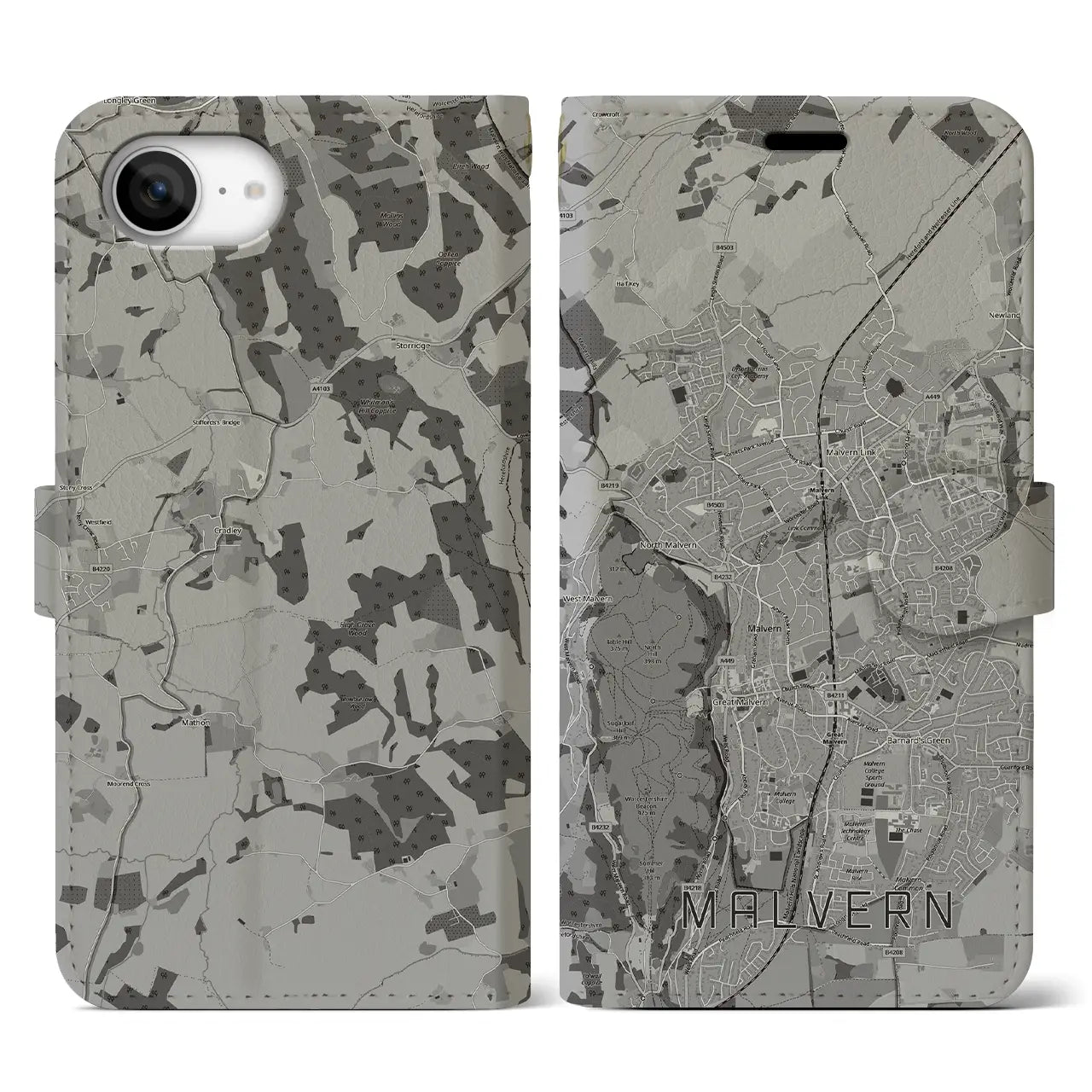 【マルバーン(イギリス)】地図柄iPhoneケース(手帳タイプ)