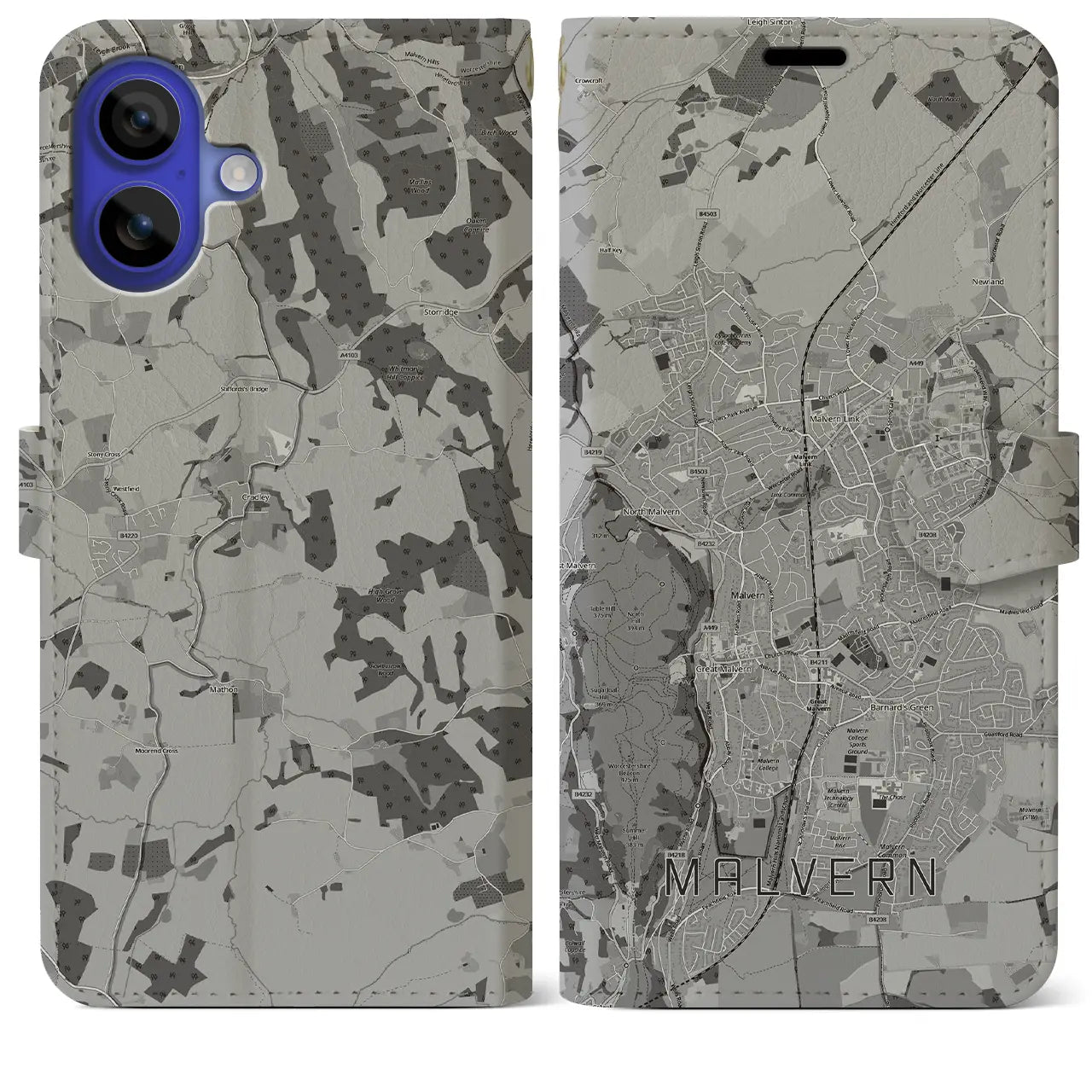 【マルバーン(イギリス)】地図柄iPhoneケース(手帳タイプ)