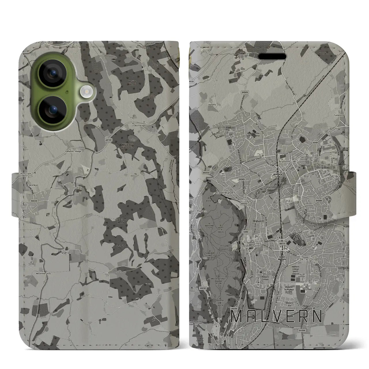 【マルバーン(イギリス)】地図柄iPhoneケース(手帳タイプ)