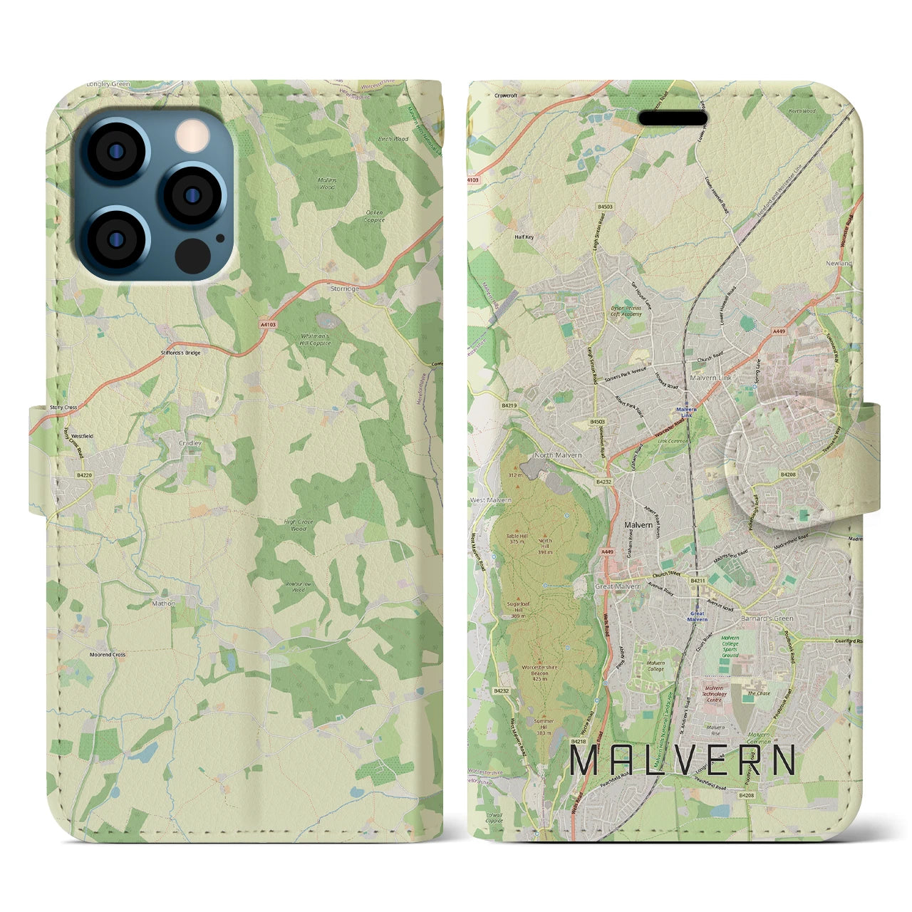 【マルバーン(イギリス)】地図柄iPhoneケース(手帳タイプ)