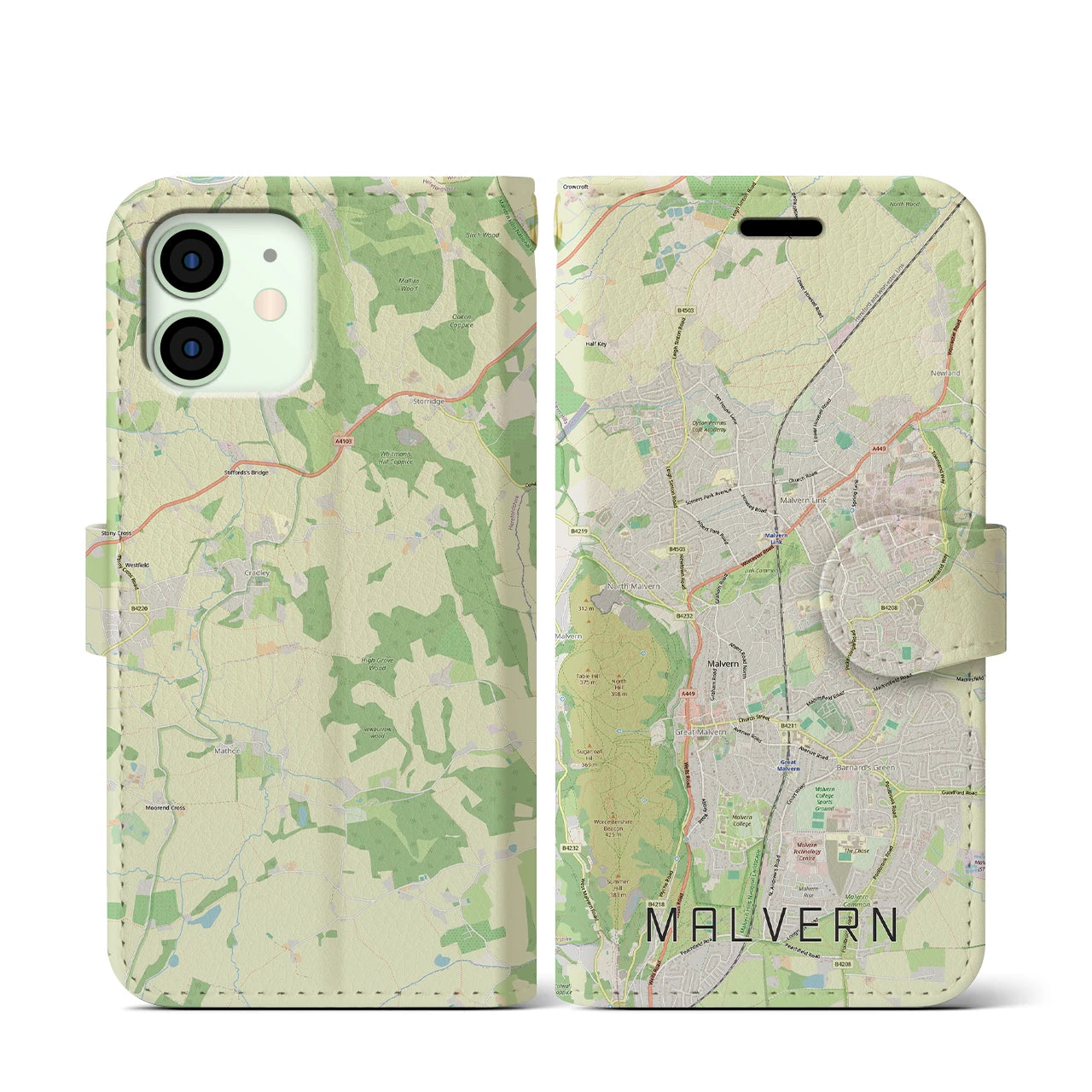 【マルバーン(イギリス)】地図柄iPhoneケース(手帳タイプ)